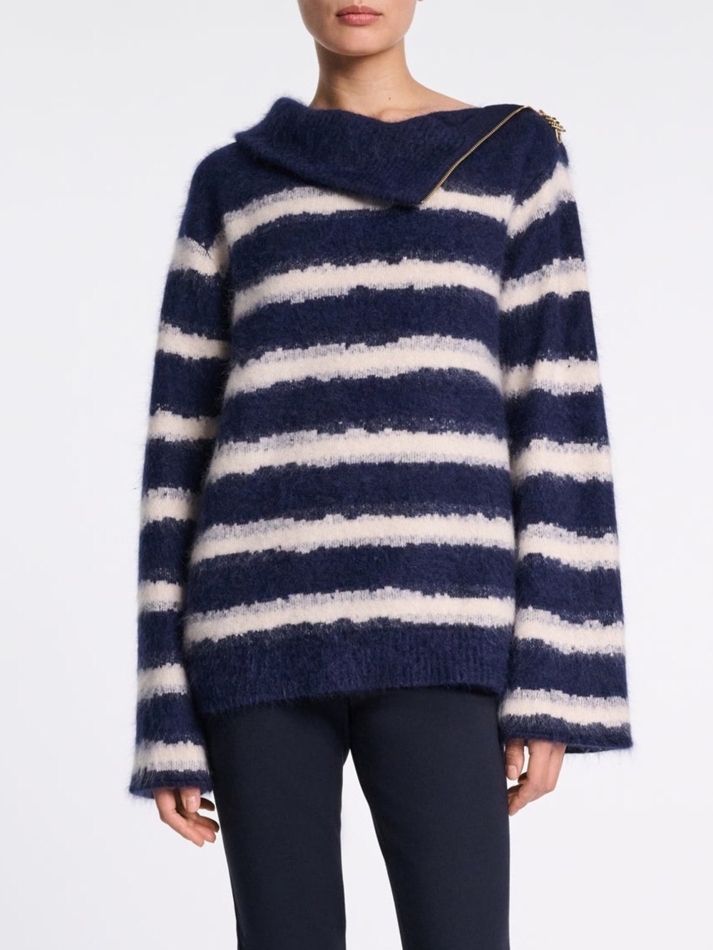 Dorothee Schumacher Fluffy Statements Blue Shadow Stripe Pullover